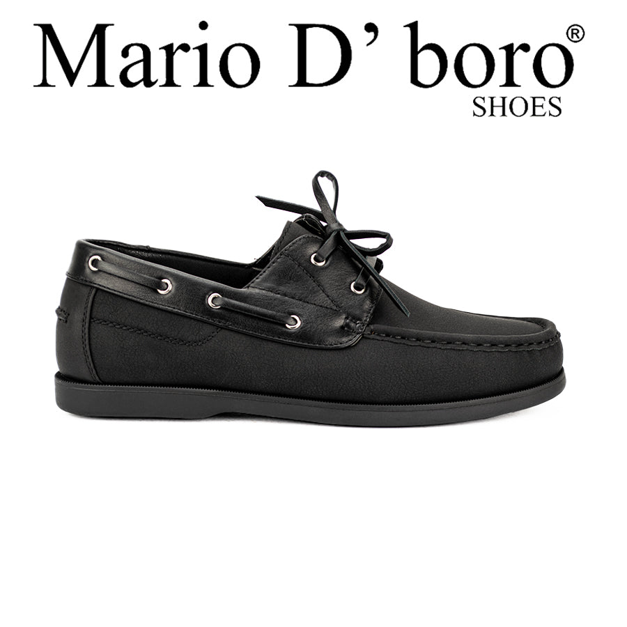 Mario D' Boro Men's Casual Boat Shoes Mw 22772 Black/Brown