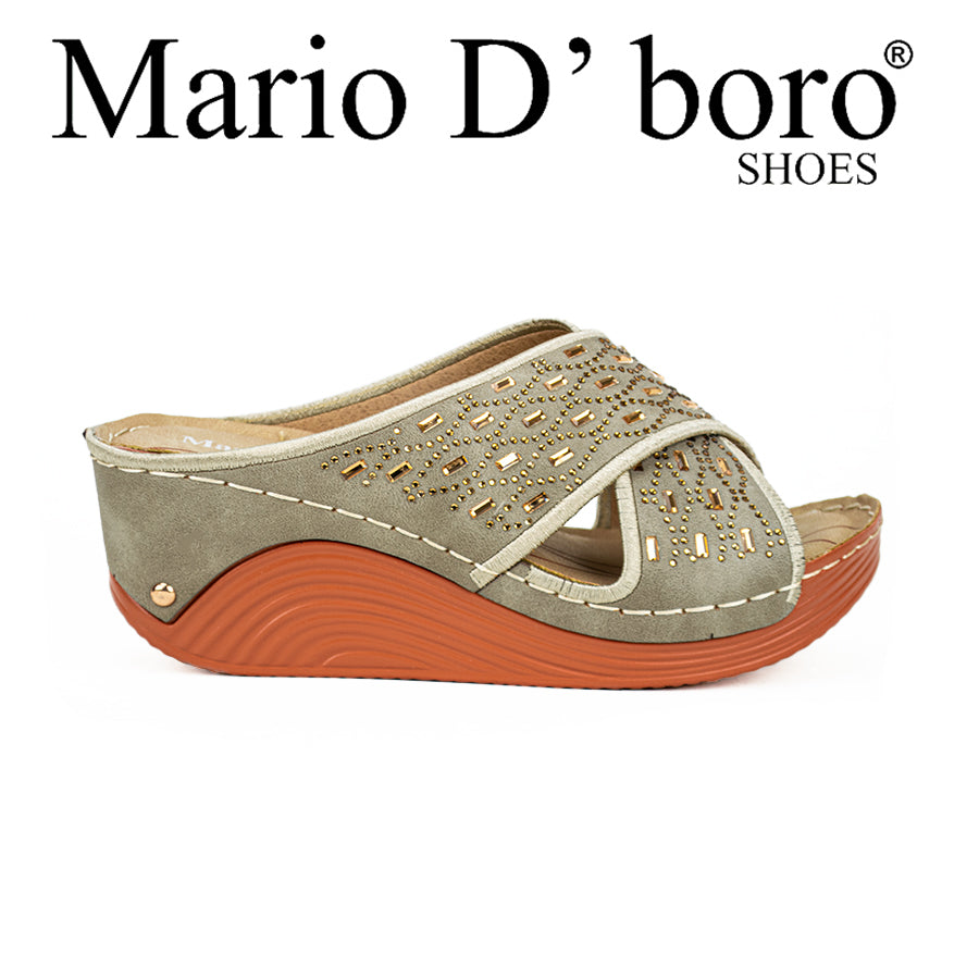 Mario D' Boro Women's Sandals Lv 22413 Light Gray/Taupe