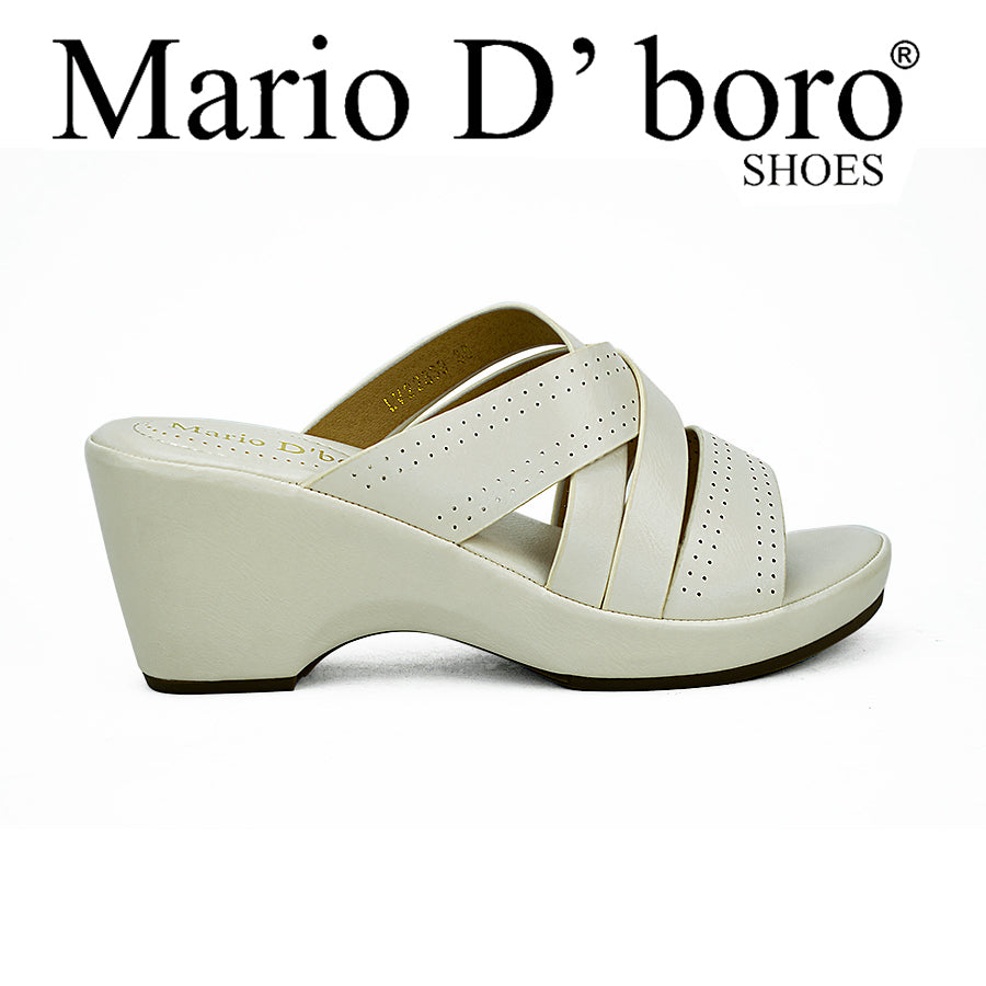 Mario D' Boro Women's Wedge Sandals Lv 22339 Black/Off-White