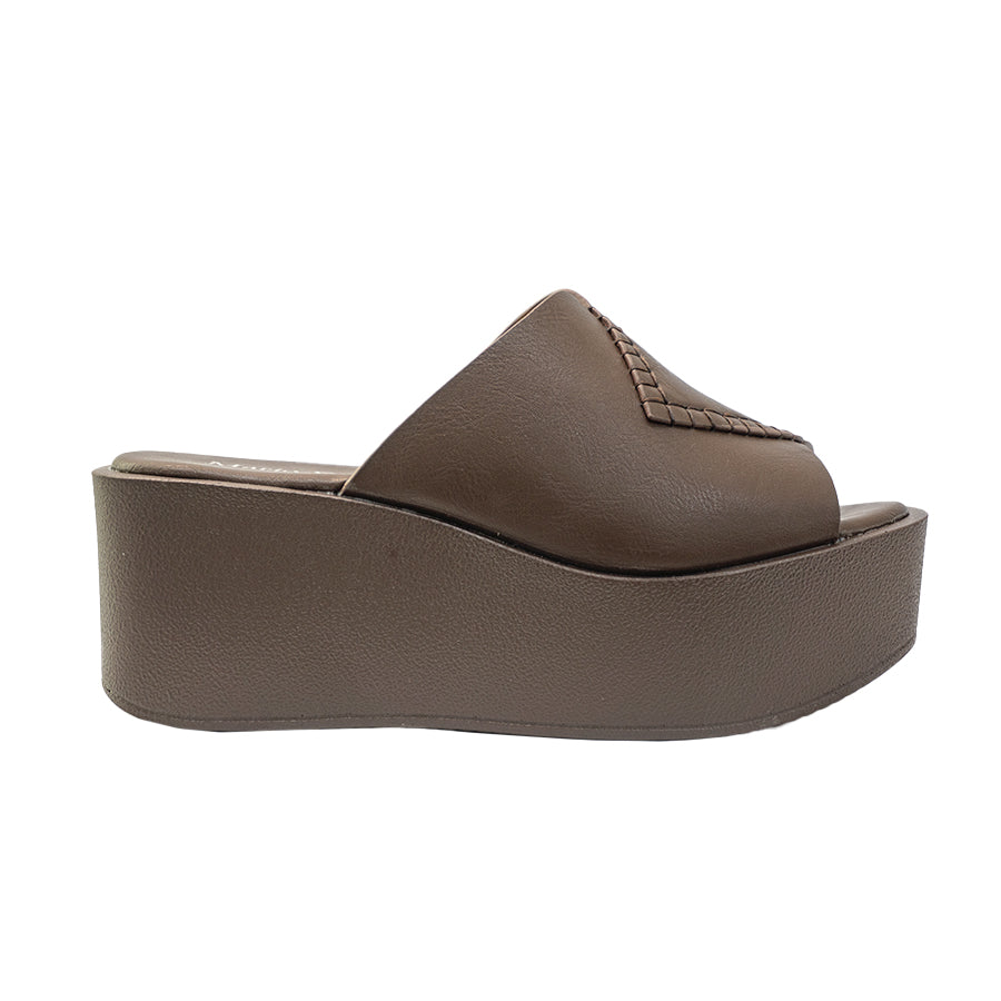 Women's Wedge Sandals LX 28031 Taupe/Dark Brown C71