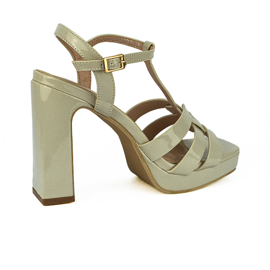 Mario D' Boro Women's Heeled Sandals Lw 24682 Bone/Dark Gray C31