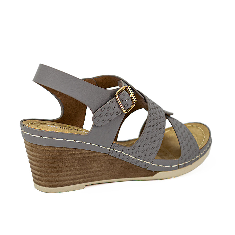 Mario D' Boro Women's Wedge Sandals LW 22396 Beige/Dark Gray