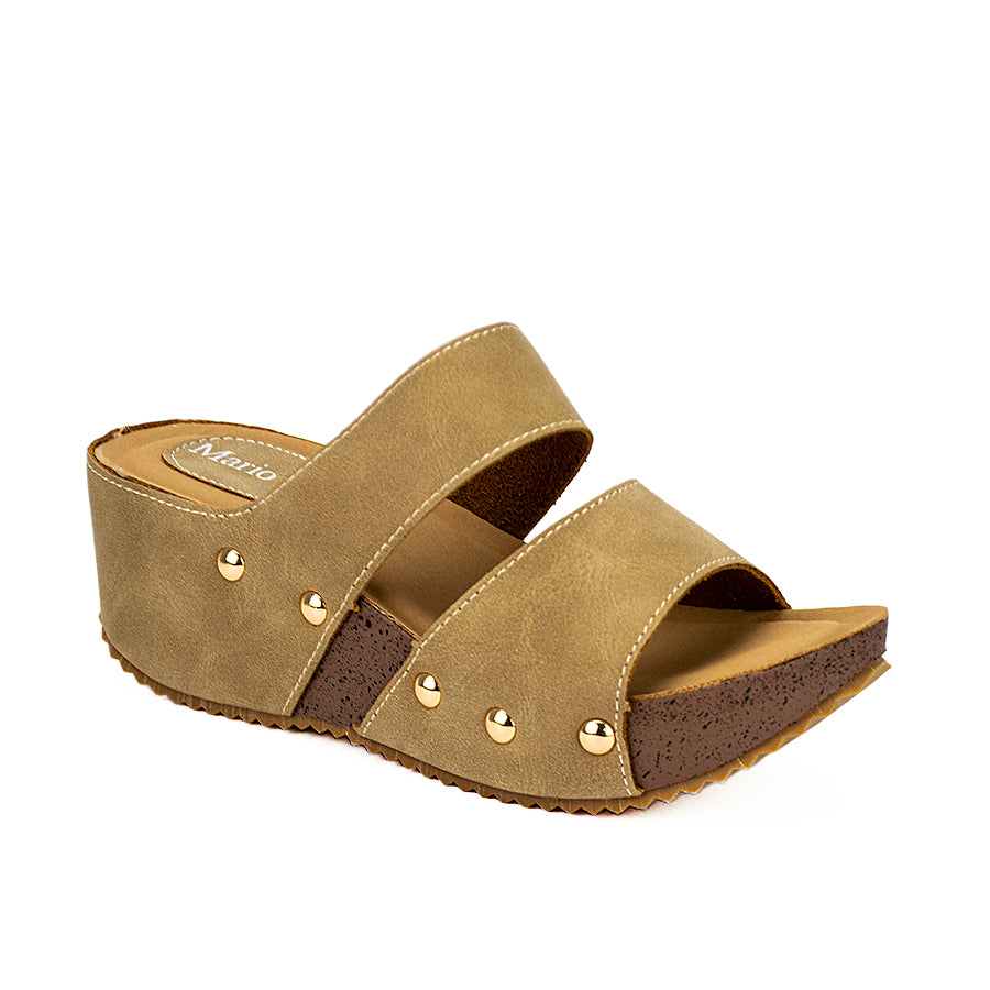 Mario D' Boro Women's Wedge Sandals LW 23382 Black/DarkBeige