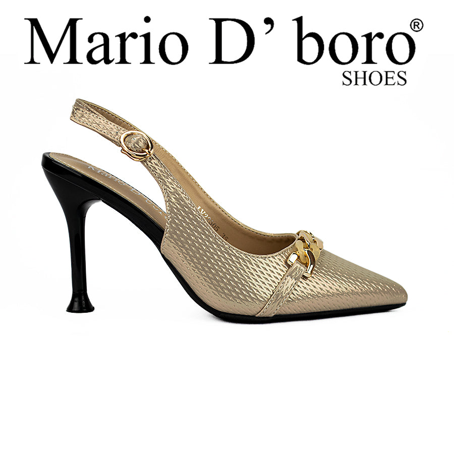 Mario D' Boro Women's Heeled Sandals Lv 22505 Beige/Silver