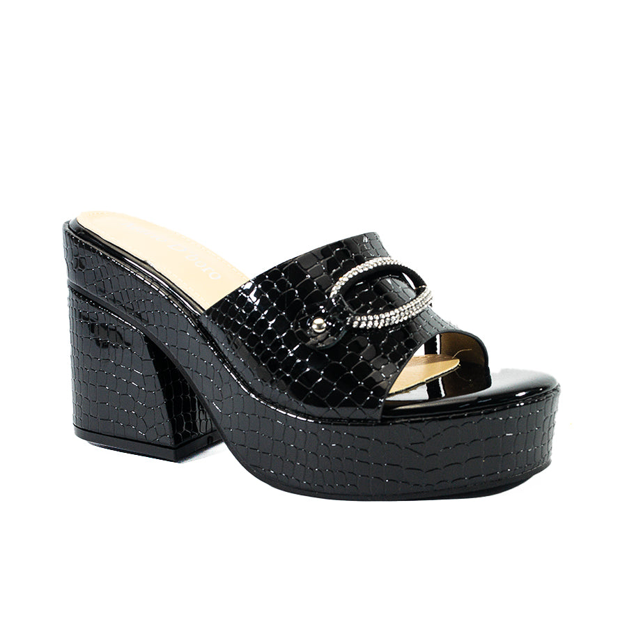 Mario D' Boro Women's Heeled Sandals LX 27405 Black/White C61