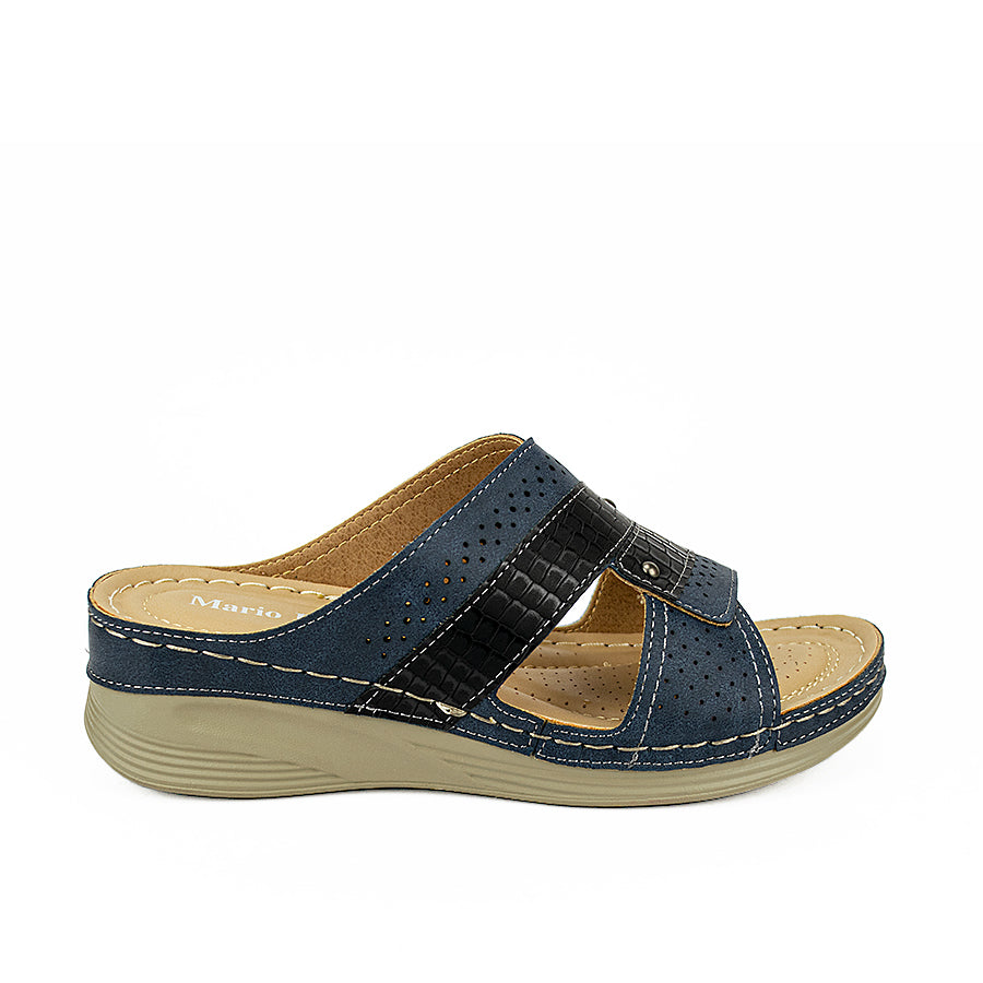 Mario D' Boro Women's Sandals Lv 007 Navy Blue/Tan
