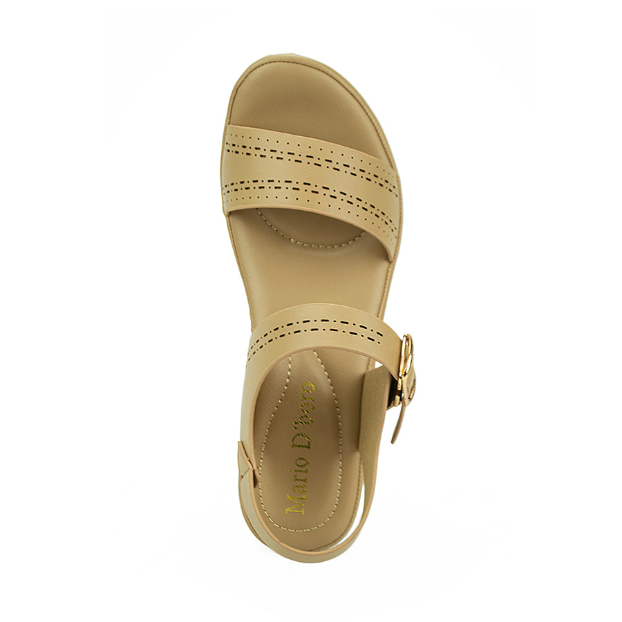 Mario D' Boro Women's Wedge Sandals Lv 22342 Beige/Black