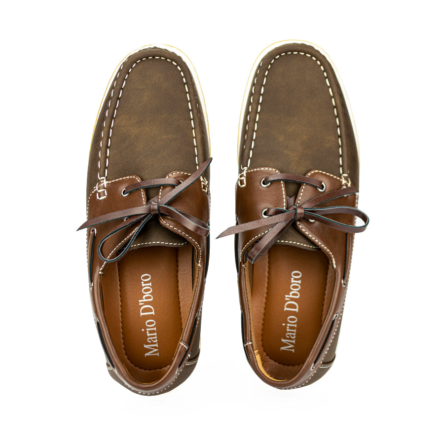Mario D' Boro Men's Casual Boat Shoes Mw 22774 Dark Brown