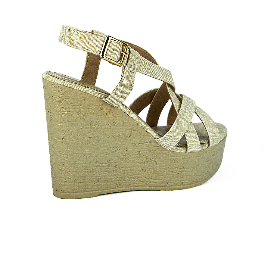 Mario D' Boro Women's Wedge Sandals Lw 25027 Beige/Brown C31