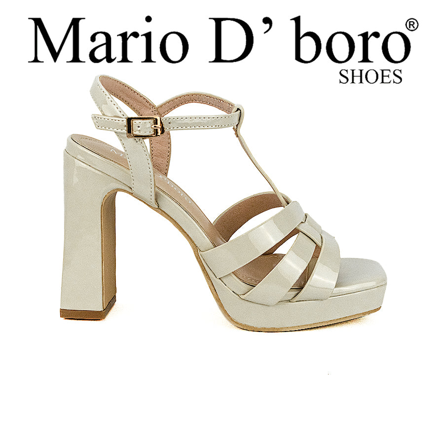 Mario D' Boro Women's Heeled Sandals Lw 24682 Bone/Dark Gray C31