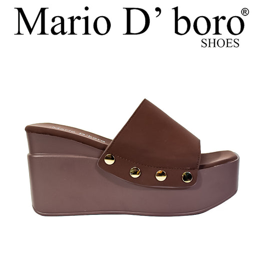 Mario D' Boro Women's Wedge Sandals LX 27050 Beige/Dark Brown C52