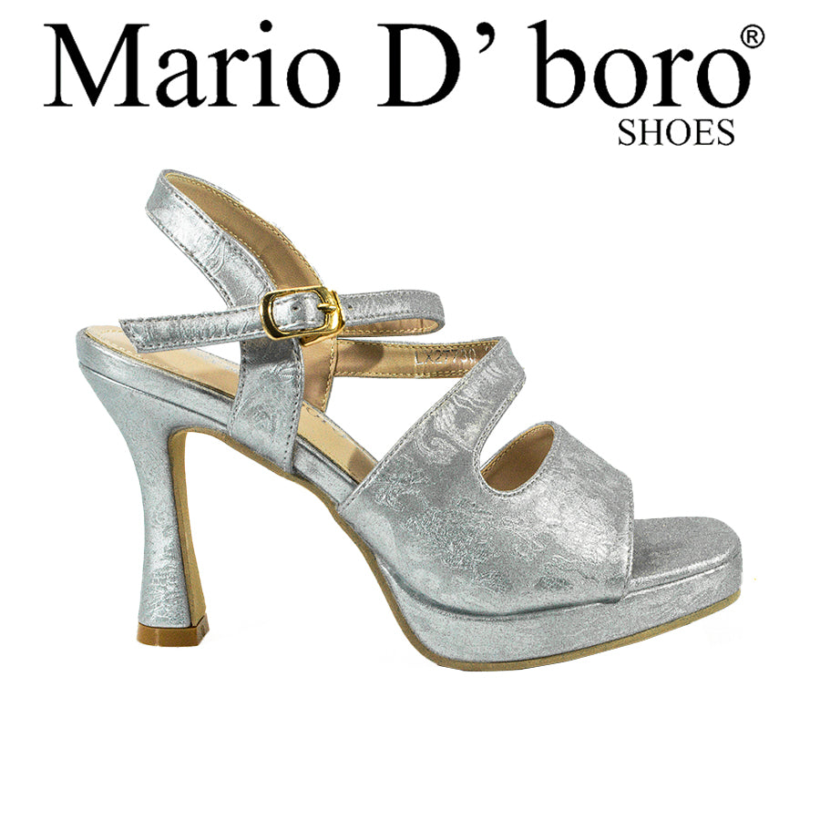 Mario D' Boro Women's Heeled Sandals LX 27730 Beige/Silver C61