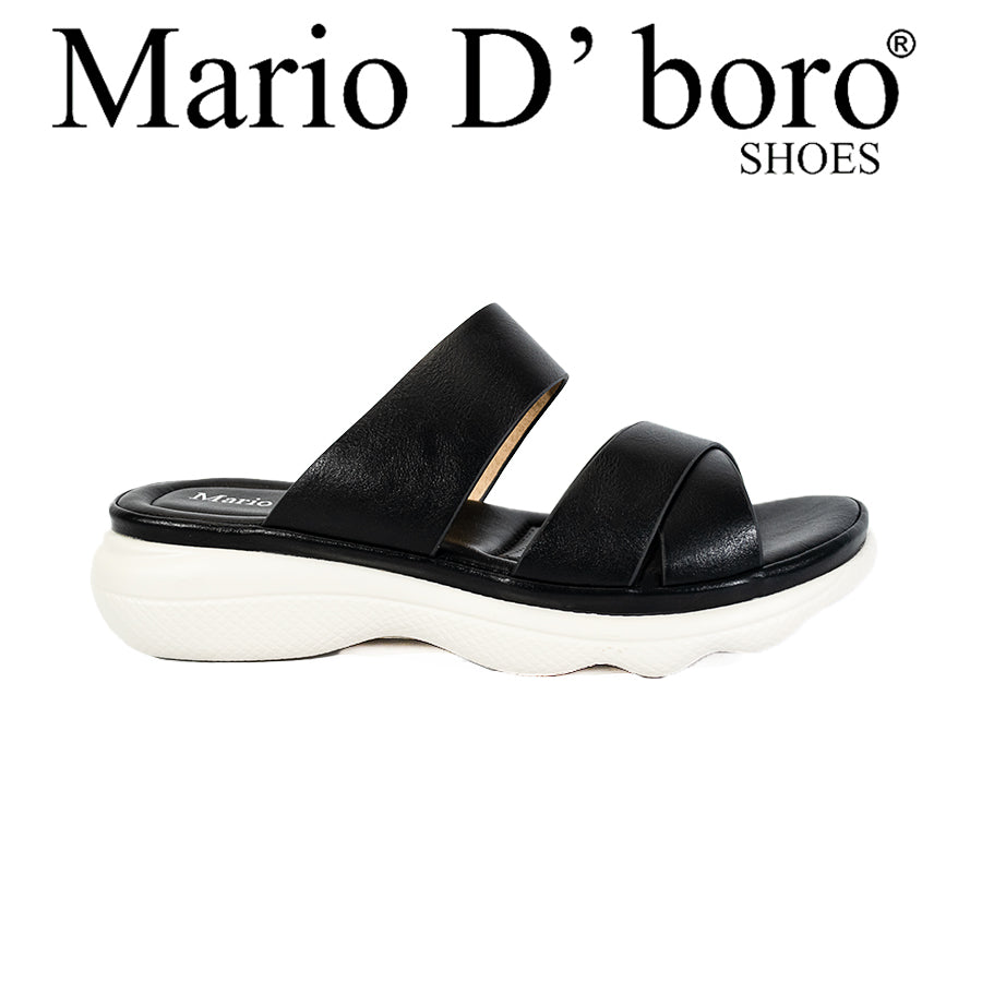 Mario D' Boro Women's Flat Sandals LX 26574 Black/Bone C52