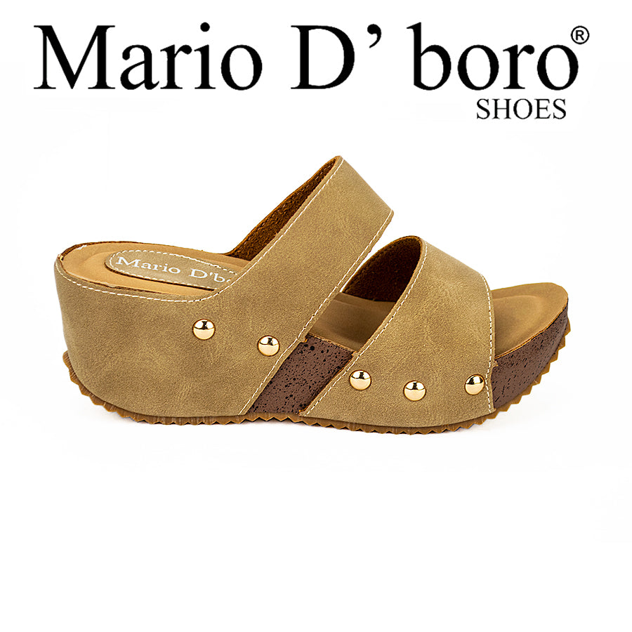 Mario D' Boro Women's Wedge Sandals LW 23382 Black/DarkBeige