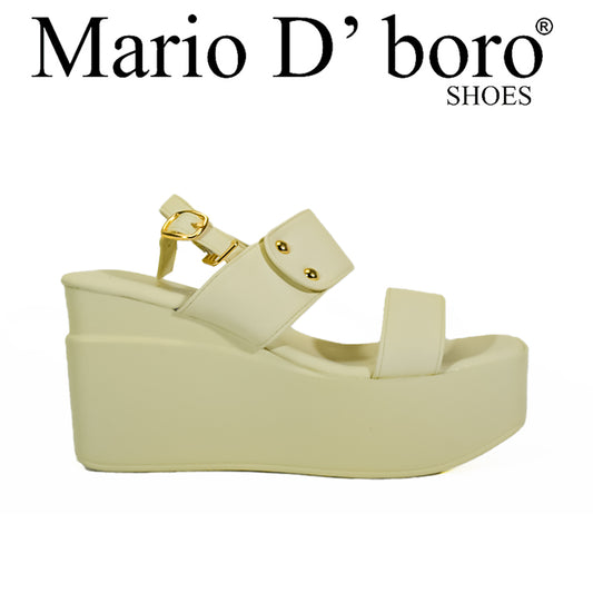 Mario D' Boro Women's Wedge Sandals LX 27049 Black/Bone C52