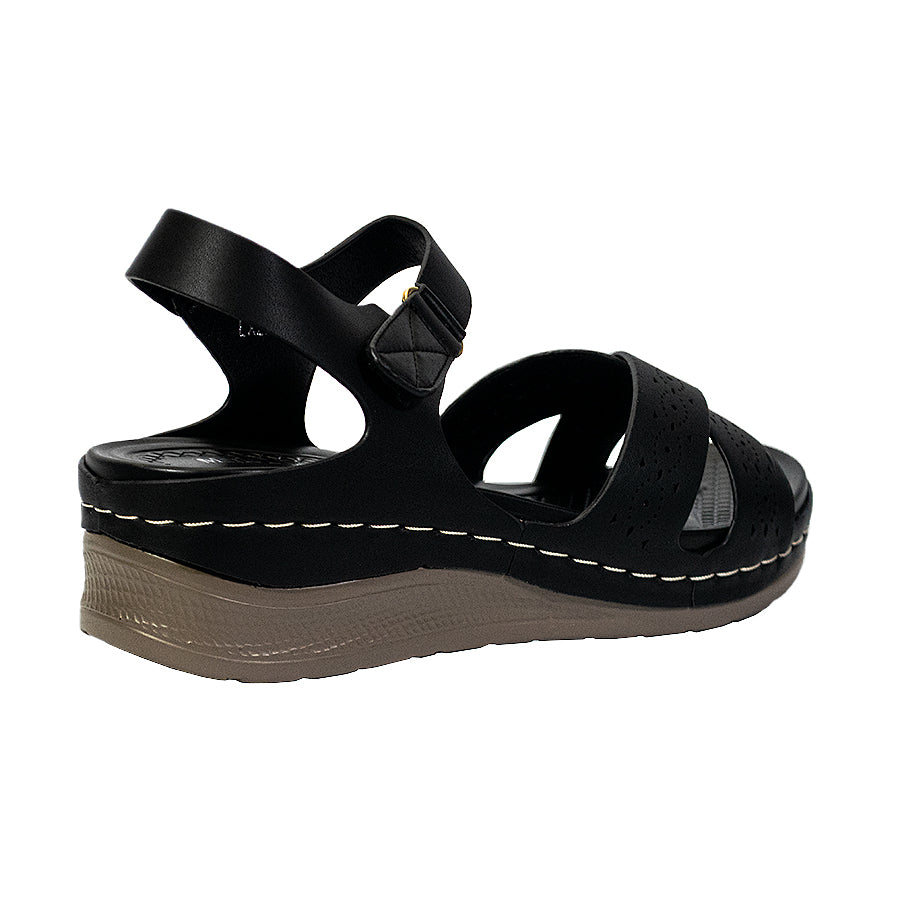 Mario D' Boro Women's Flat Sandals LY 27297 Beige/Black C65