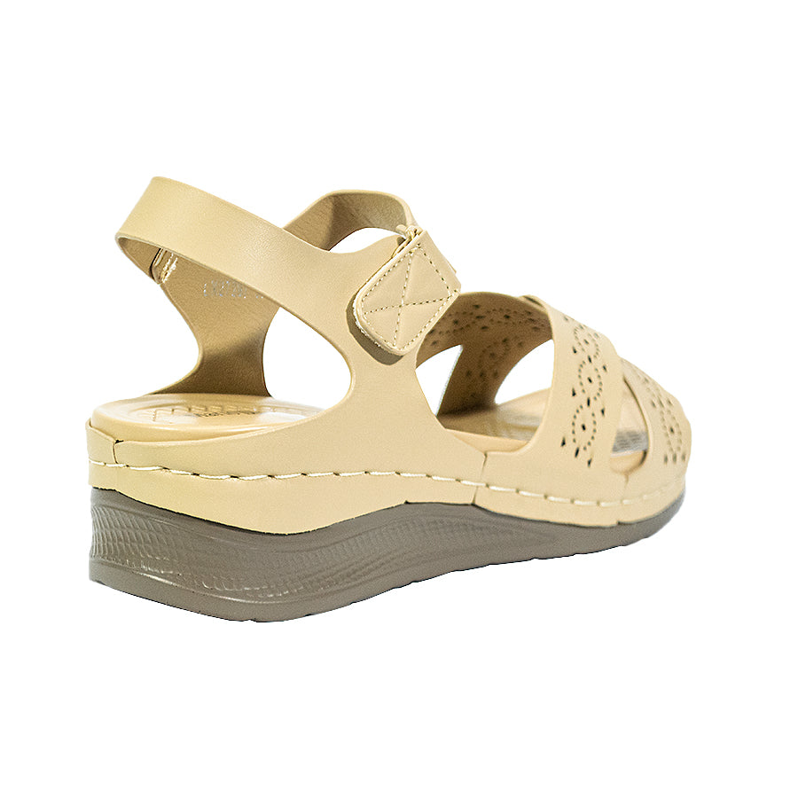 Mario D' Boro Women's Flat Sandals LY 27297 Beige/Black C65