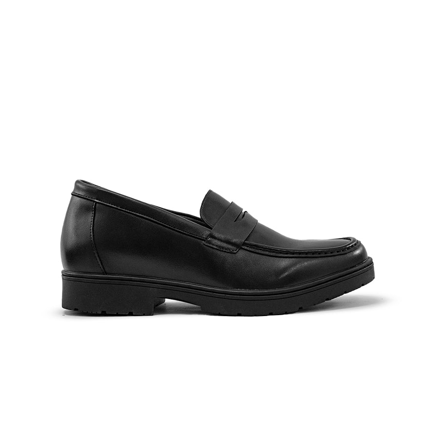 Mario D' boro Men's Formal MZ 27109 C95 Black / Dark Brown leather loafer with low heel and textured sole. Suitable for formal or business casual wear.