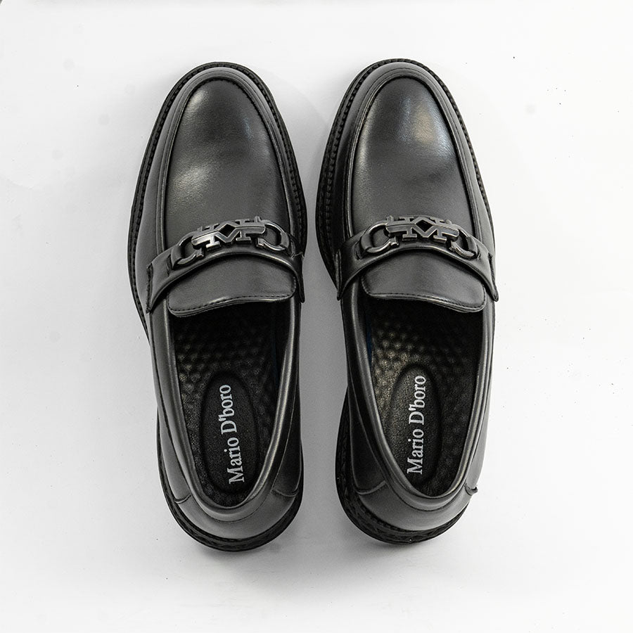 Mario D' boro MZ 27340 C98 Black formal with decorative metal accent and textured sole. Suitable for formal occasions.