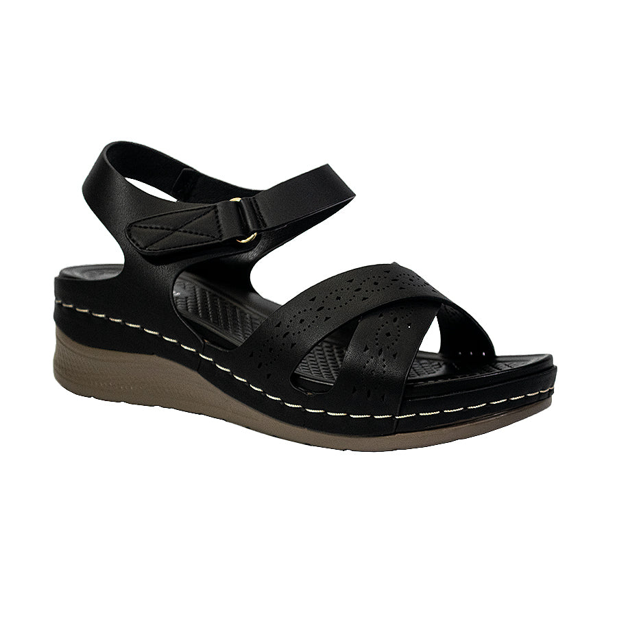 Mario D' Boro Women's Flat Sandals LY 27297 Beige/Black C65