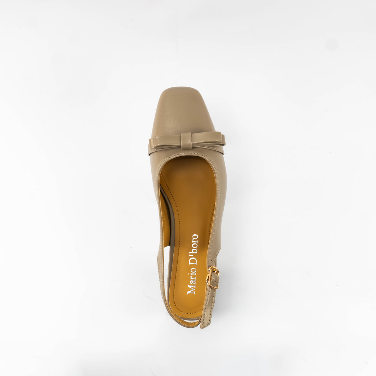 Mario D' boro Women's LZ 30497 C99 Taupe / Dark Brown slingback heel with bow detail and block heel.