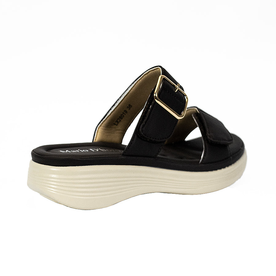 Mario D' Boro Women's Flat Sandals LY 28019 Bone/VDark Brown C65