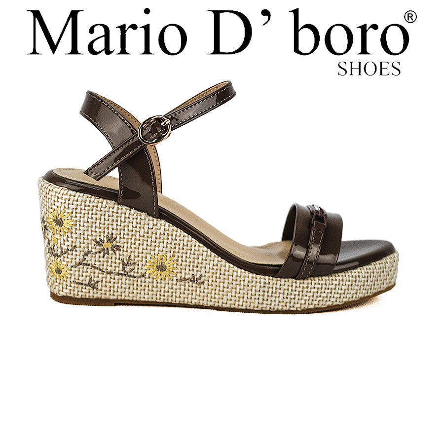 Mario D' Boro Women's Wedge Sandals Lw 26058 Beige/Coffee C46