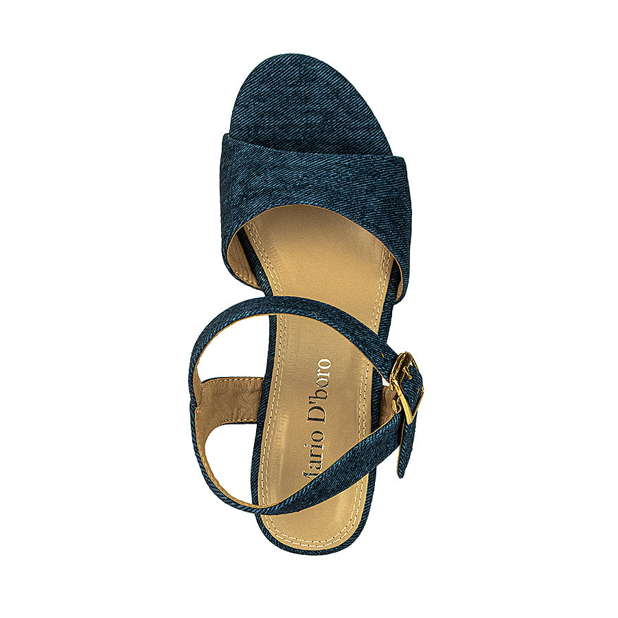 Mario D' Boro Women's Wedge Sandals Lw 25031 Black/Blue C31