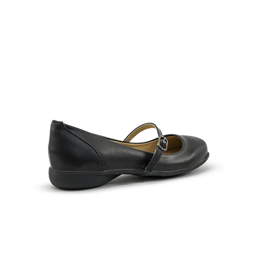 Mario D' boro LZ 30199 C92 Black Mary Jane flat shoe with strap and buckle.