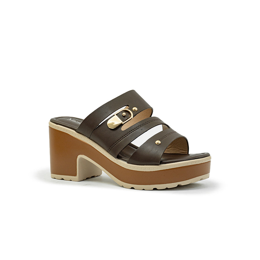 Mario D' boro Women's Heeled Sandals LY 29479 - Beige / VDark Brown C86