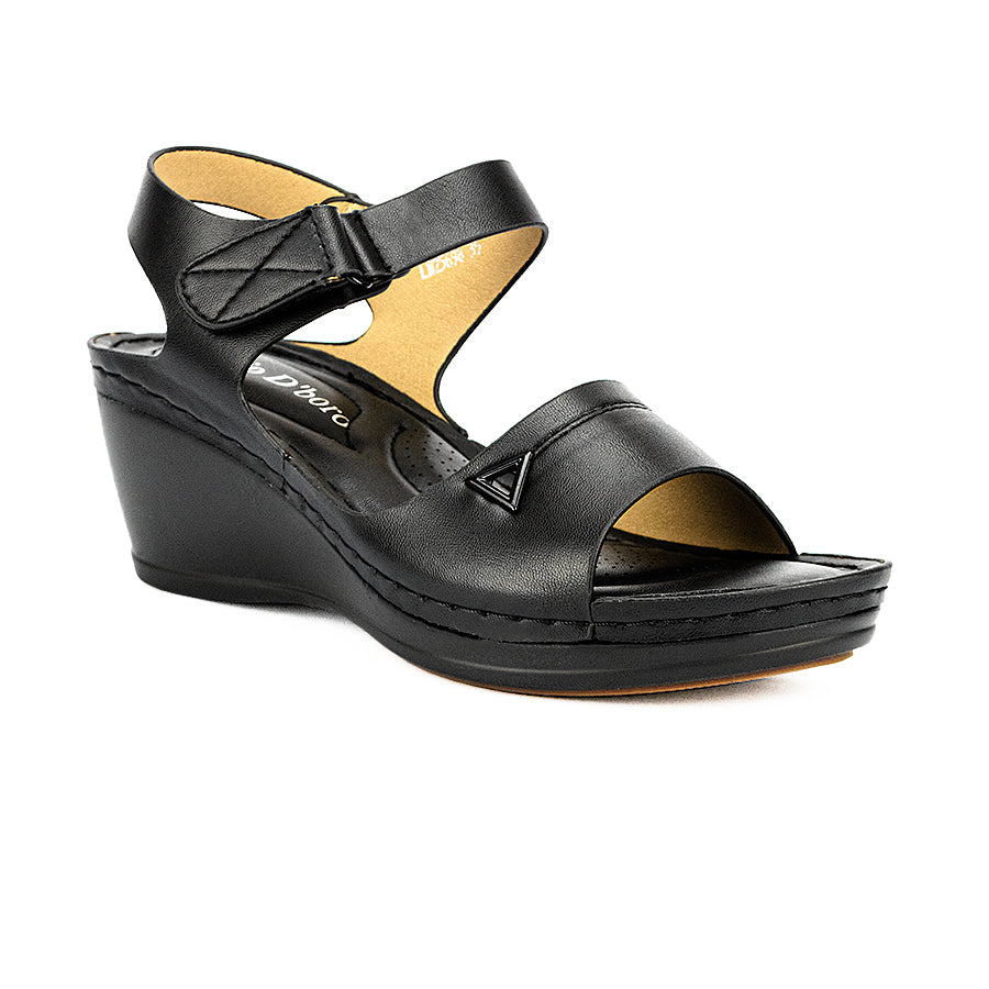 Mario D' Boro Women's Wedge Sandals LW 25698 Black/Light Gray  C44