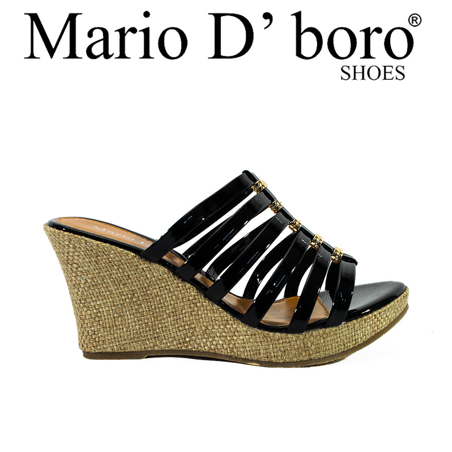Mario D' Boro Women's Wedge Sandals LX 27890 Black/Taupe C61