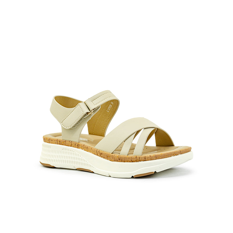 Mario D' boro Women's Flat Sandals LY 29526 - Light Beige / Tan C89