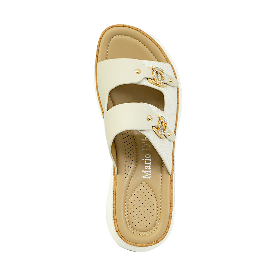 Mario D' boro Women's Flat Sandals LY 29511 - Black / Bone C89