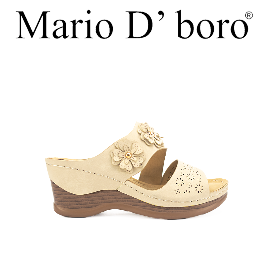 Mario D' Boro Women's Wedge Sandals LX 27057 Beige/Navy Blue C51