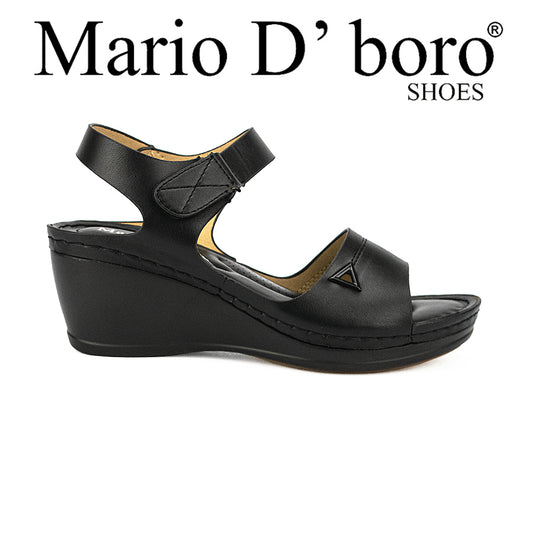 Mario D' Boro Women's Wedge Sandals LW 25698 Black/Light Gray  C44