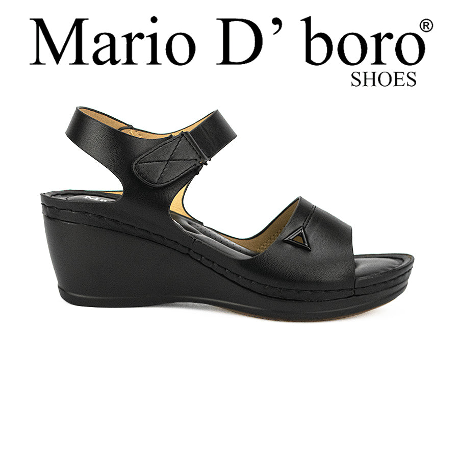 Mario D' Boro Women's Wedge Sandals LW 25698 Black/Light Gray  C44