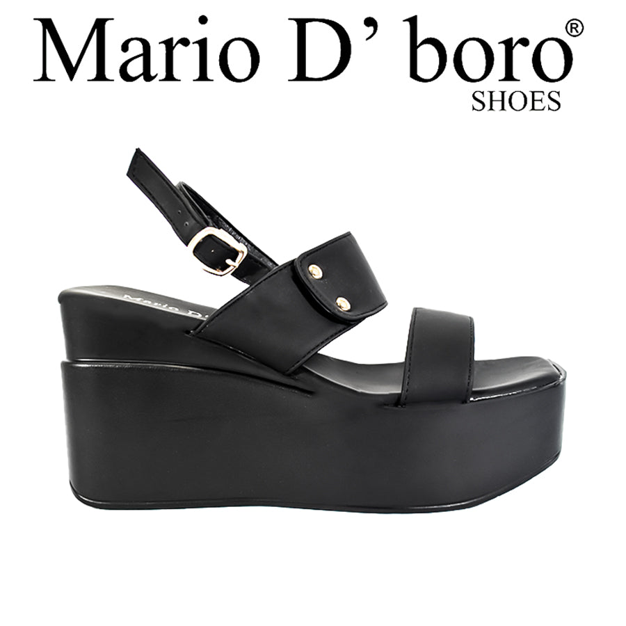 Mario D' Boro Women's Wedge Sandals LX 27049 Black/Bone C52