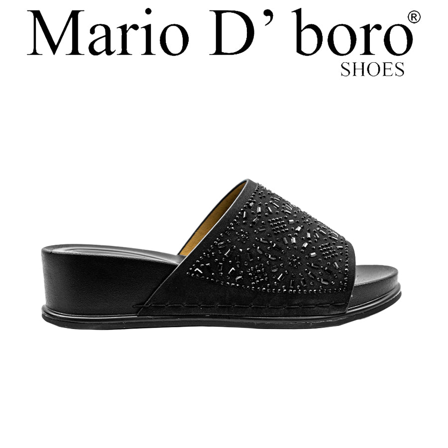 Mario D' Boro Women's Flat Sandals LY 28313 Black/Dark Brown C70