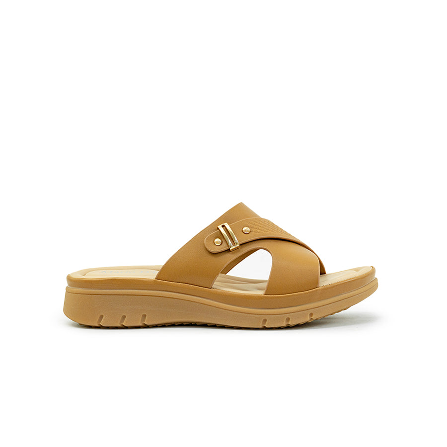 Mario D' boro Women's Flat Sandals LY 27772 - Dark Beige / Off White C89