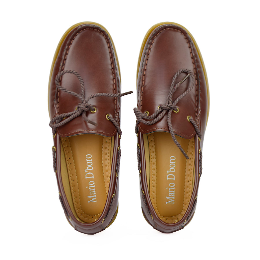 Mario D' Boro Men's Casual Boat Shoes Mw 22339 Dark Brown/Navy Blue