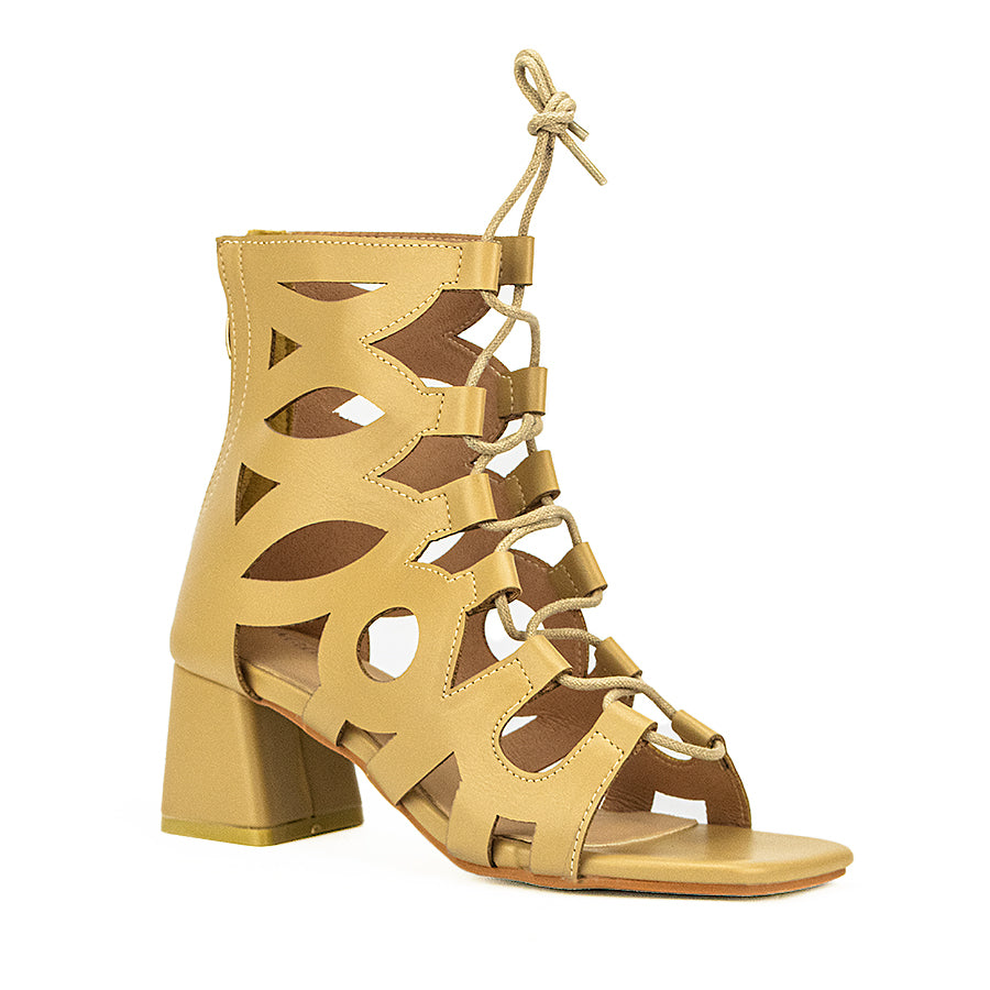 Mario D' Boro Women's Heeled Sandals LW 26092 Beige/Black C44