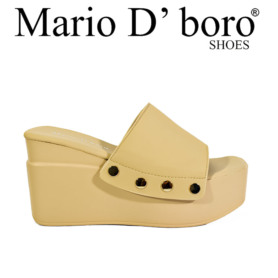 Mario D' Boro Women's Wedge Sandals LX 27050 Beige/Dark Brown C52