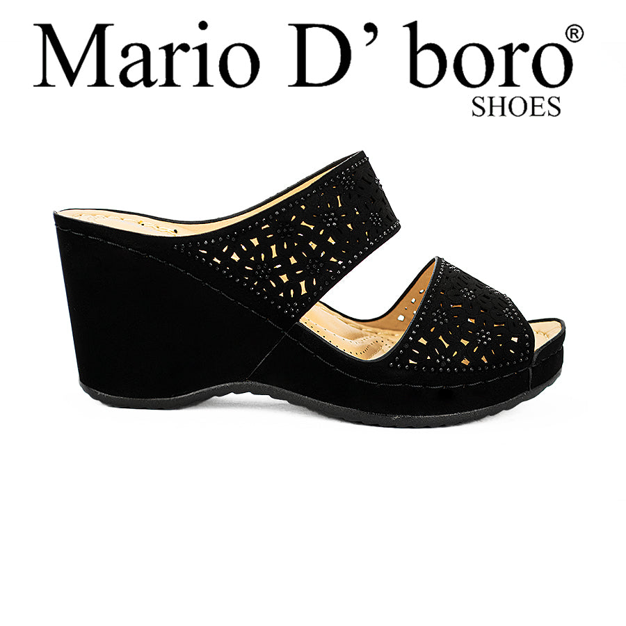 Mario D' Boro Women's Wedge Sandals Lw 22829 Beige/Black