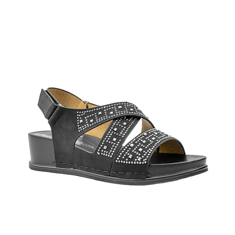 Mario D' Boro Women's Flat Sandals LY 28315 Black/Taupe C70