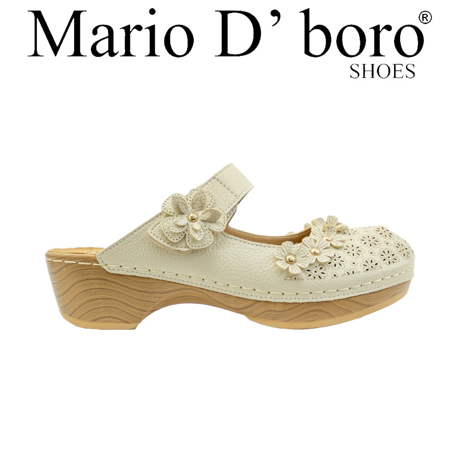 Mario D' Boro Women's Mules LY 28381Dark Beige/Off White C70