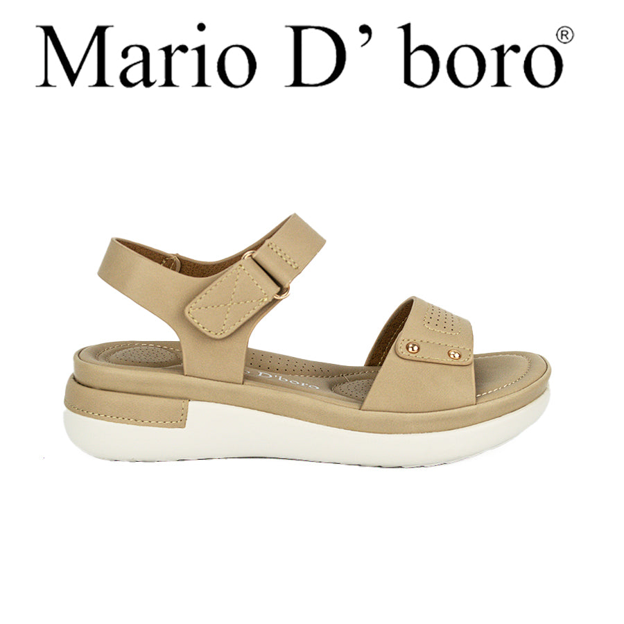 Mario D' Boro Women's Flat Sandals LX 26368 Beige/Black C49