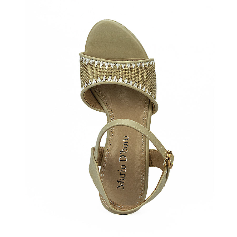 Mario D' Boro Women's Wedge Sandals LW 25246 Black/Bone C40