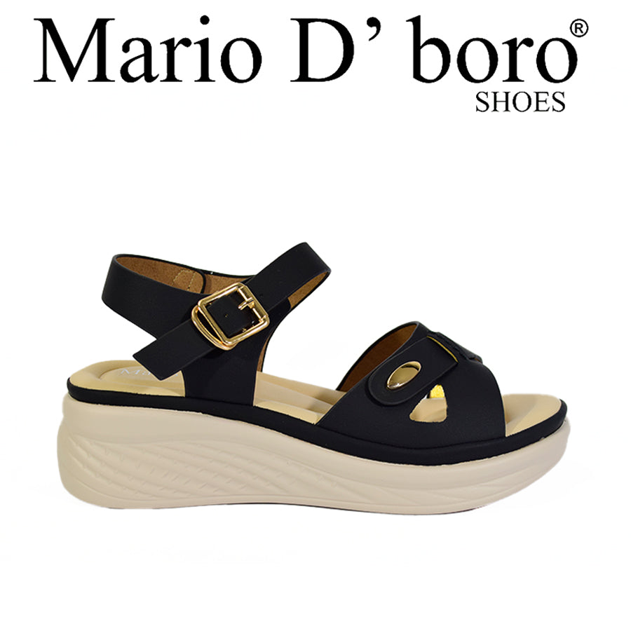 Mario D' Boro Women's Flat Sandals LX 26864 Beige and Black C52 C65