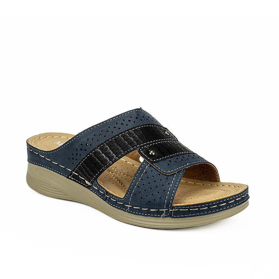 Mario D' Boro Women's Sandals Lv 007 Navy Blue/Tan